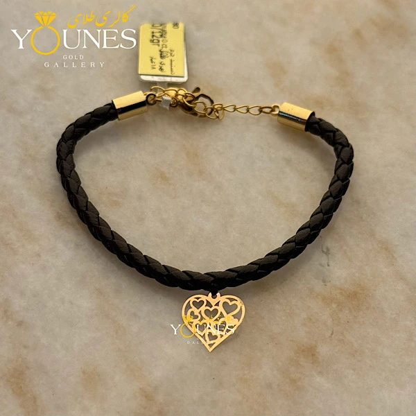 دستبند چرم قلب قلبی طلا